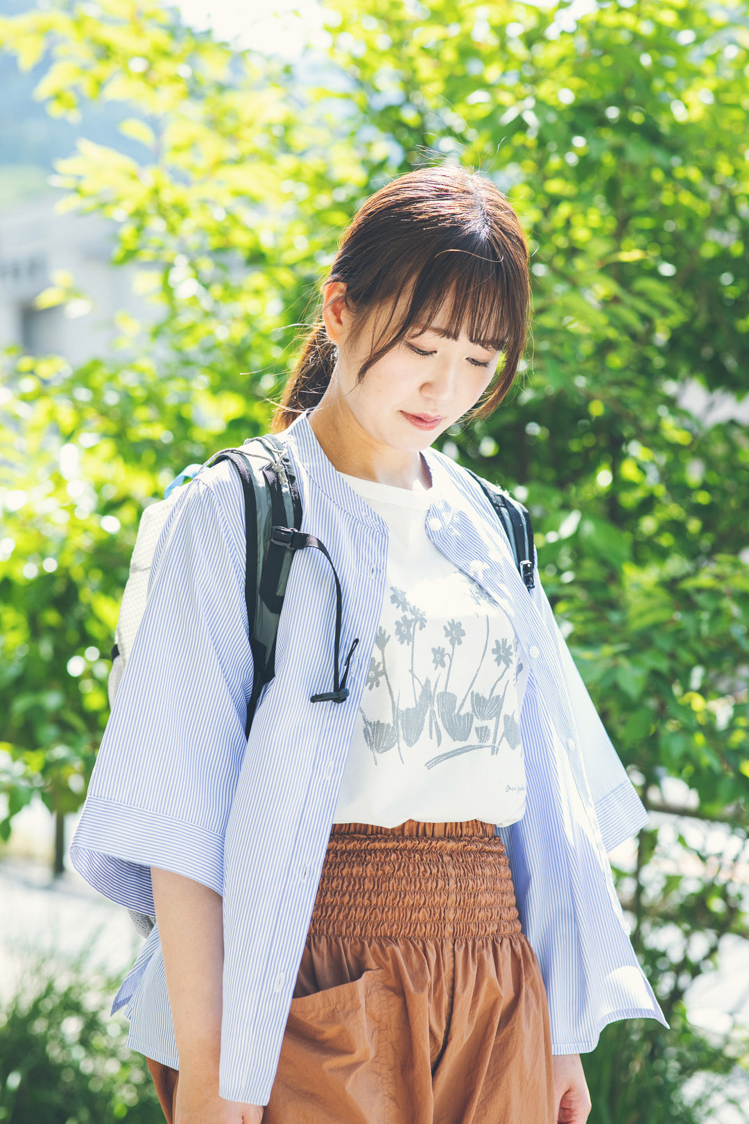 ［かわり芽］風をまとうふんわり半袖シャツ