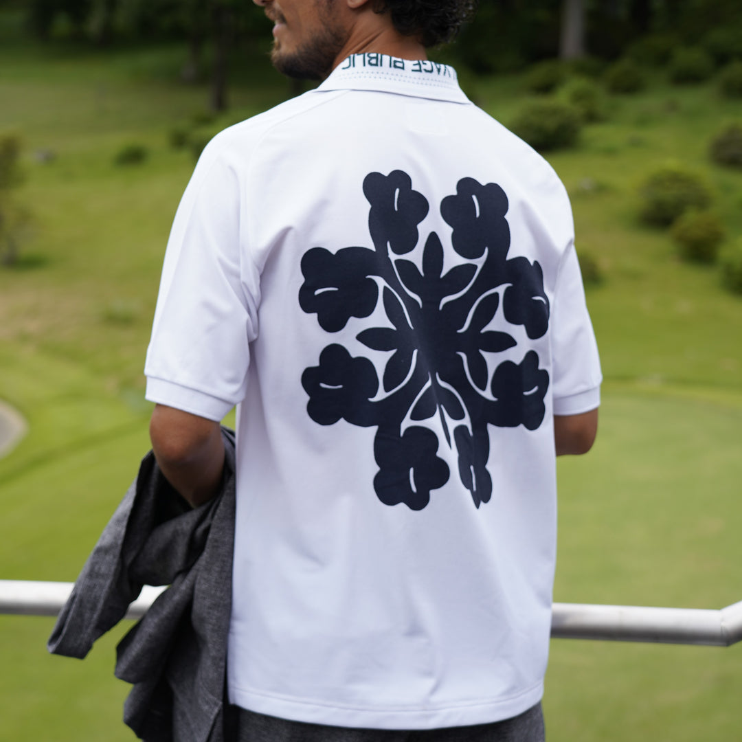 ［サルベージパブリックコレパ］マラマ リサイクルピケ ポロ 半袖（DH rubber patch/Hibiscus)