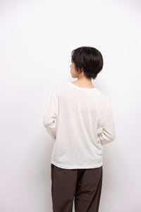 ［かわり芽］胸にポケット 長袖ウールTシャツ