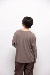［かわり芽］胸にポケット 長袖ウールTシャツ