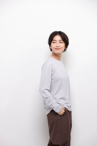 ［かわり芽］胸にポケット 長袖ウールTシャツ
