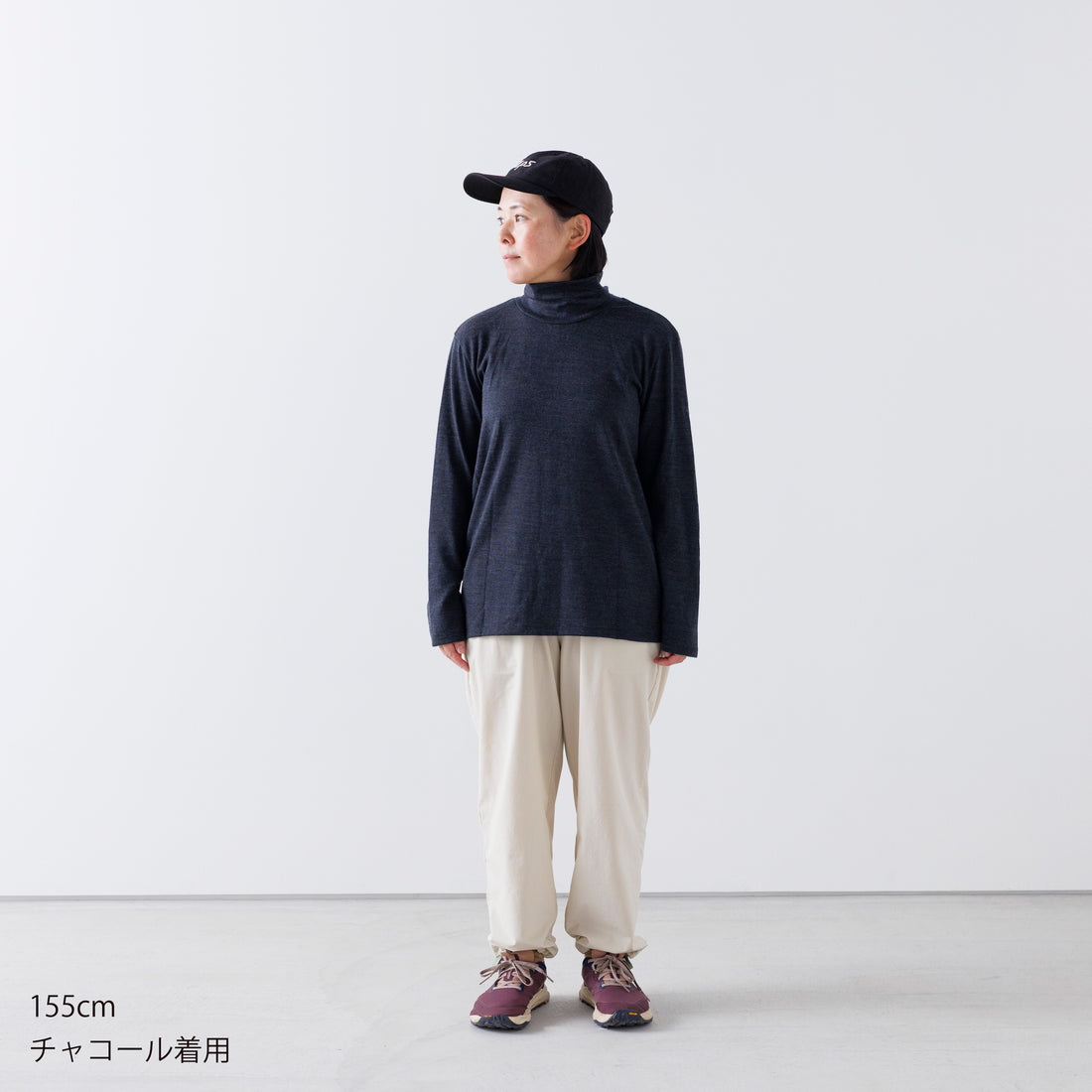 ［かわり芽］ゆったりウールハイネックTシャツ