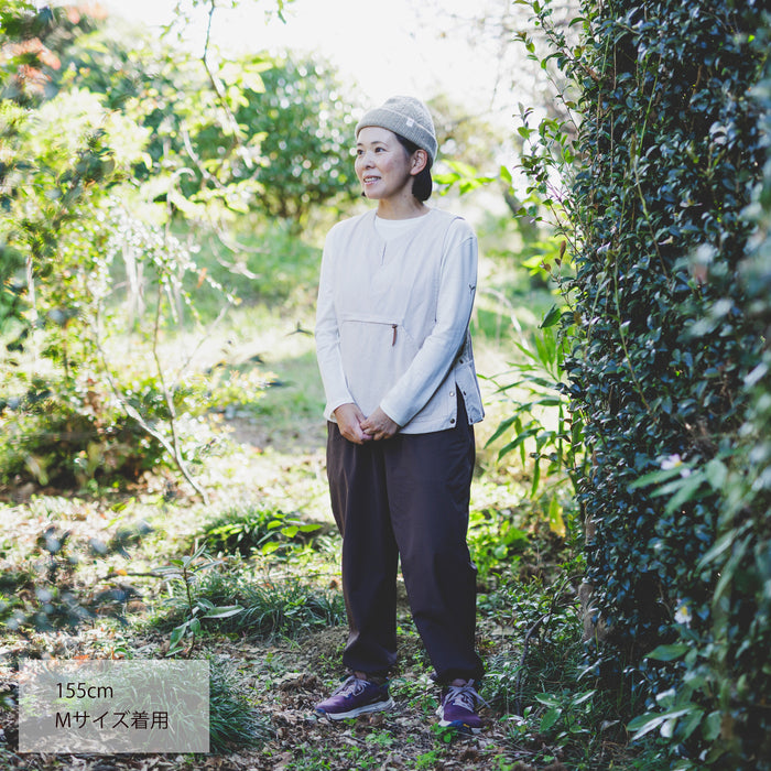 ［かわり芽］胸にポケット 長袖ウールTシャツ