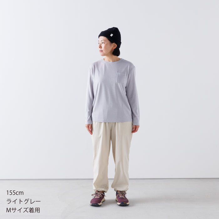 ［かわり芽］胸にポケット 長袖ウールTシャツ