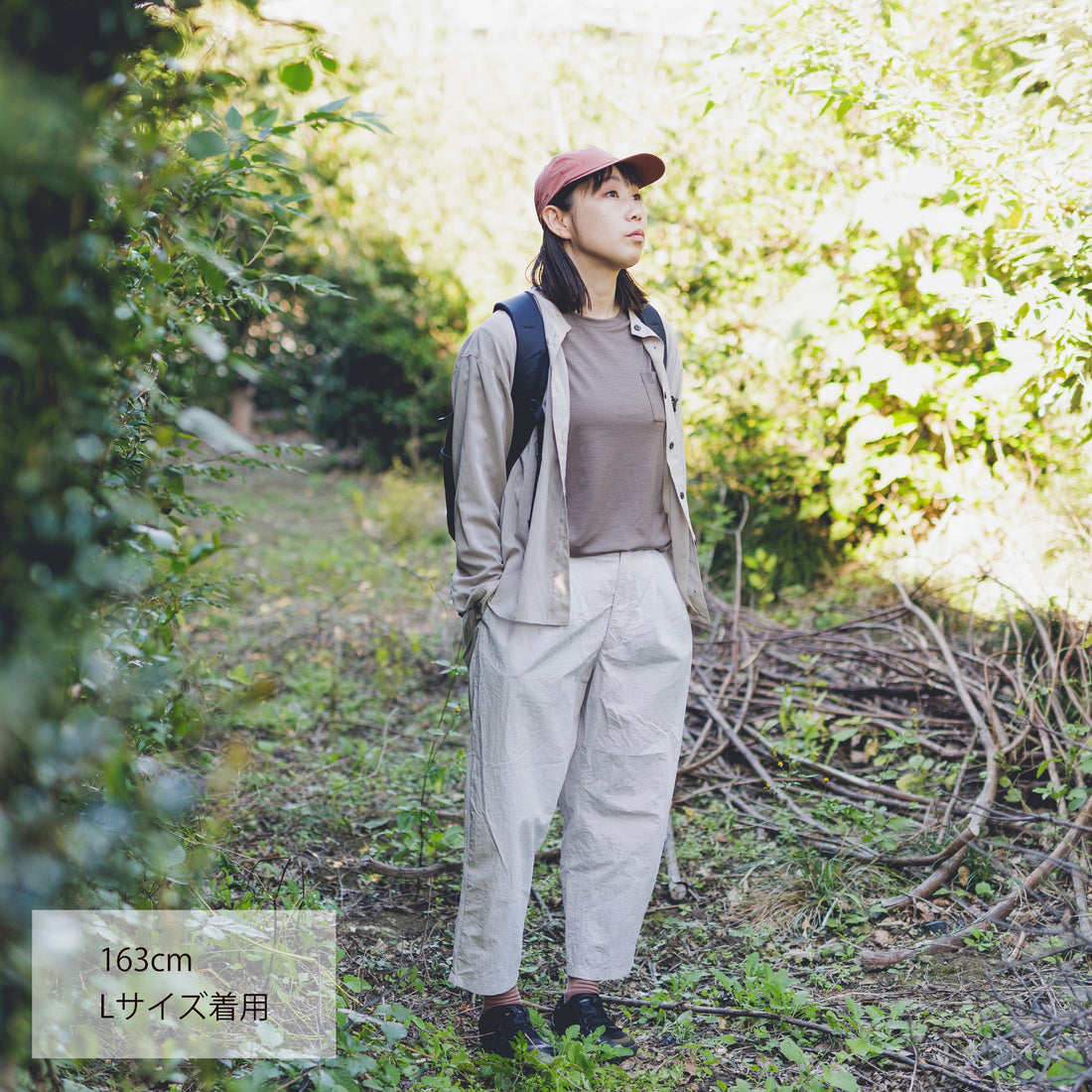 ［かわり芽］胸にポケット 長袖ウールTシャツ