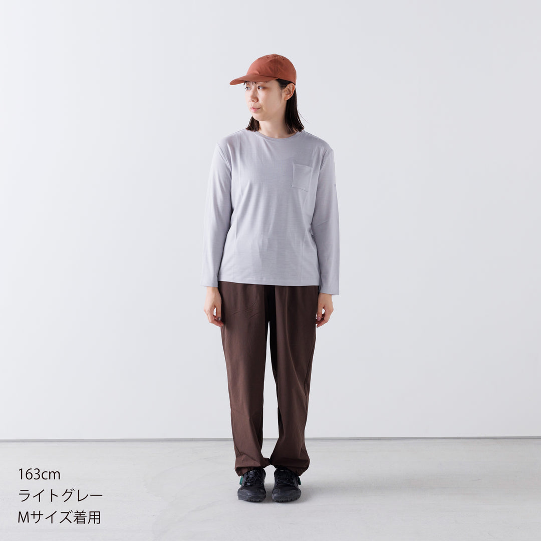 ［かわり芽］胸にポケット 長袖ウールTシャツ