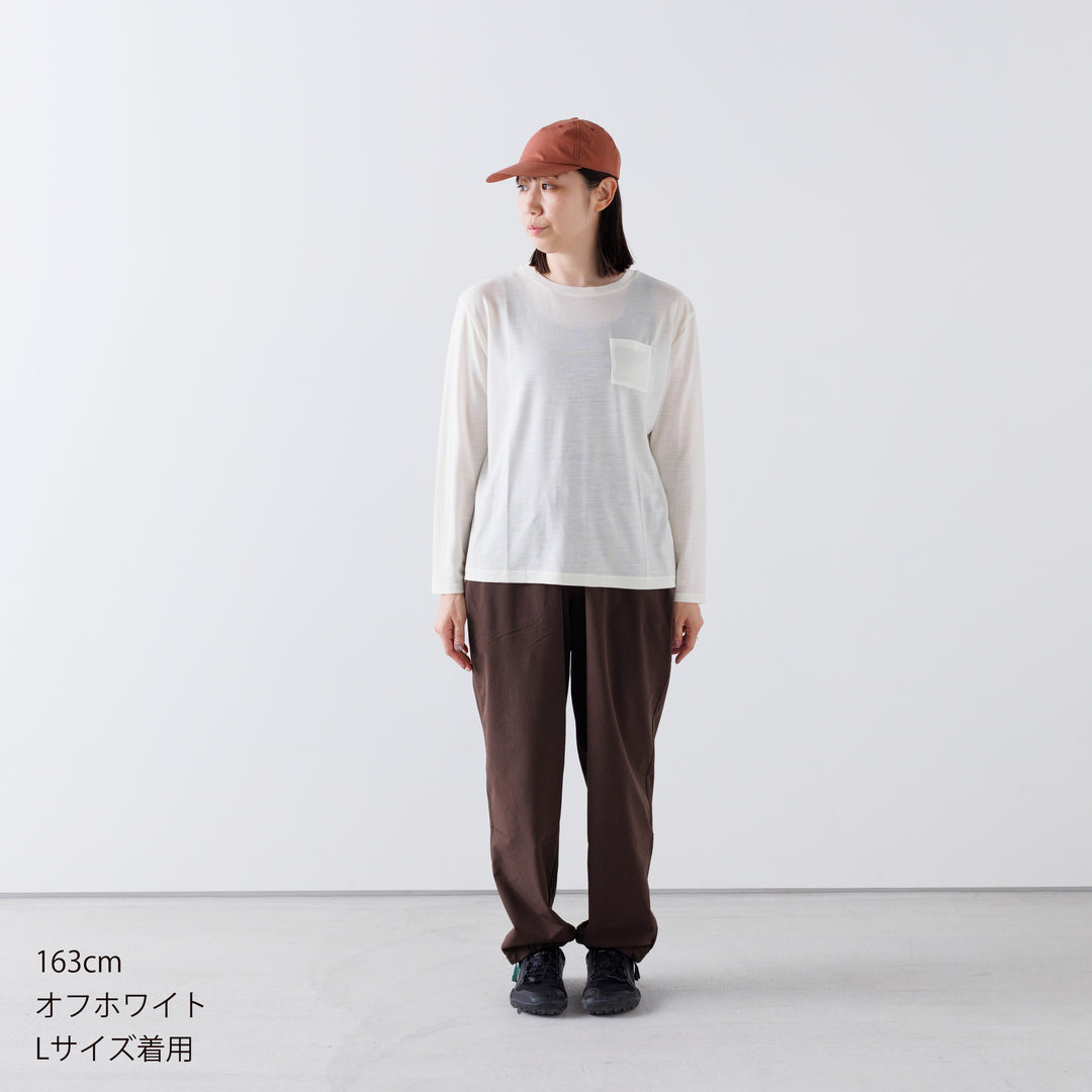 ［かわり芽］胸にポケット 長袖ウールTシャツ