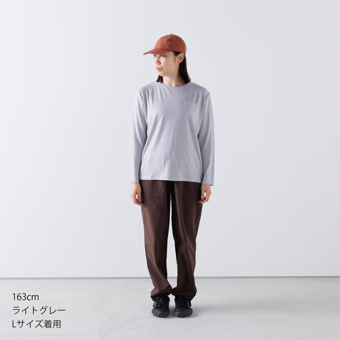 ［かわり芽］胸にポケット 長袖ウールTシャツ