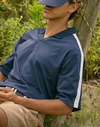 ［BOGEY LOUNGE］ リブ衿スキッパーシャツ