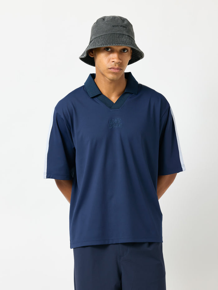 ［BOGEY LOUNGE］ リブ衿スキッパーシャツ