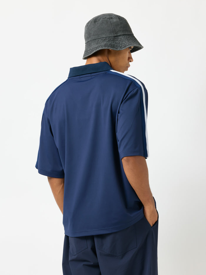 ［BOGEY LOUNGE］ リブ衿スキッパーシャツ