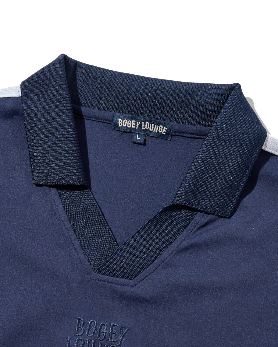 ［BOGEY LOUNGE］ リブ衿スキッパーシャツ