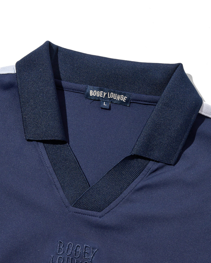 ［BOGEY LOUNGE］ リブ衿スキッパーシャツ