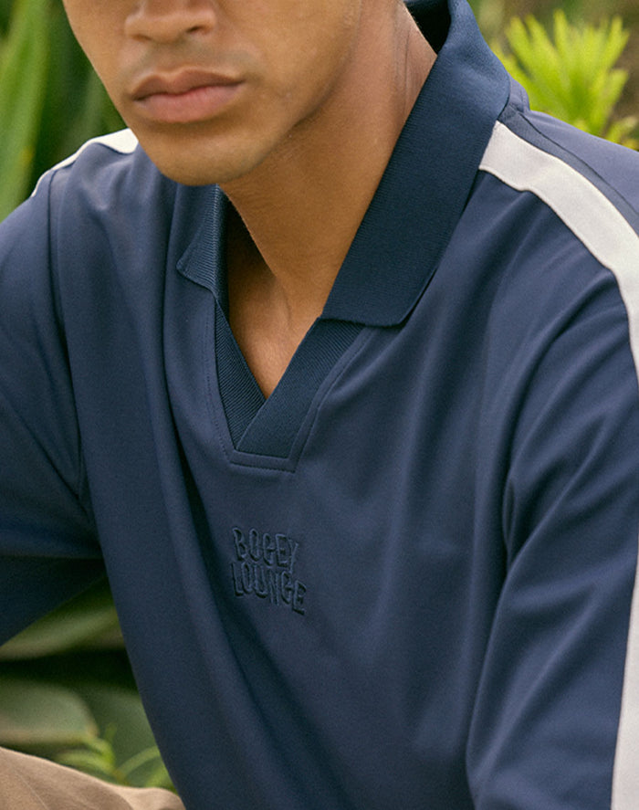 ［BOGEY LOUNGE］ リブ衿スキッパーシャツ