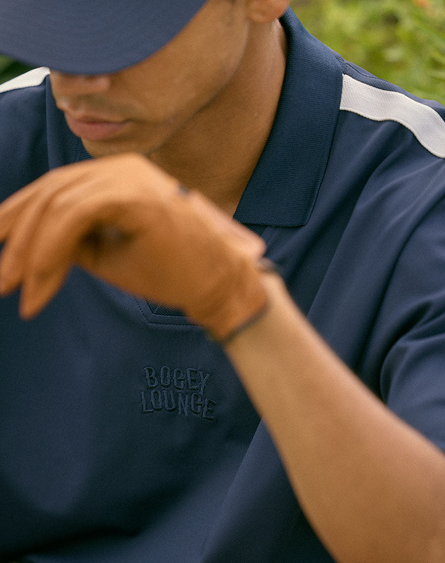 ［BOGEY LOUNGE］ リブ衿スキッパーシャツ