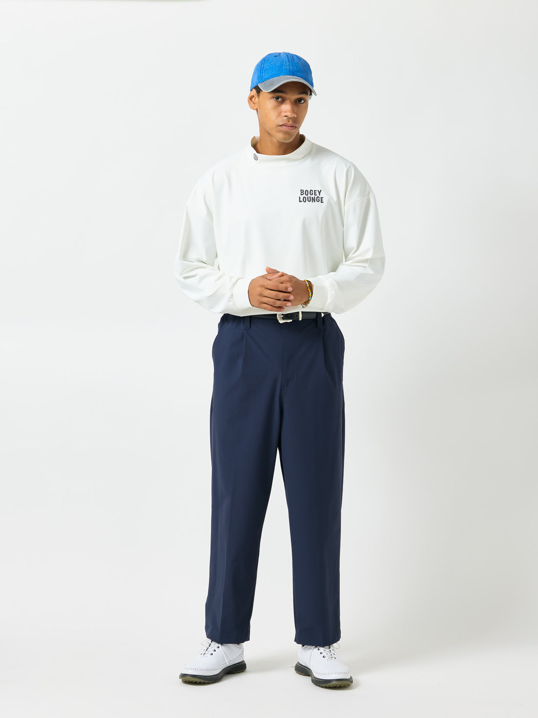 ［BOGEY LOUNGE］ モックネック長袖トップス（ペリカン）