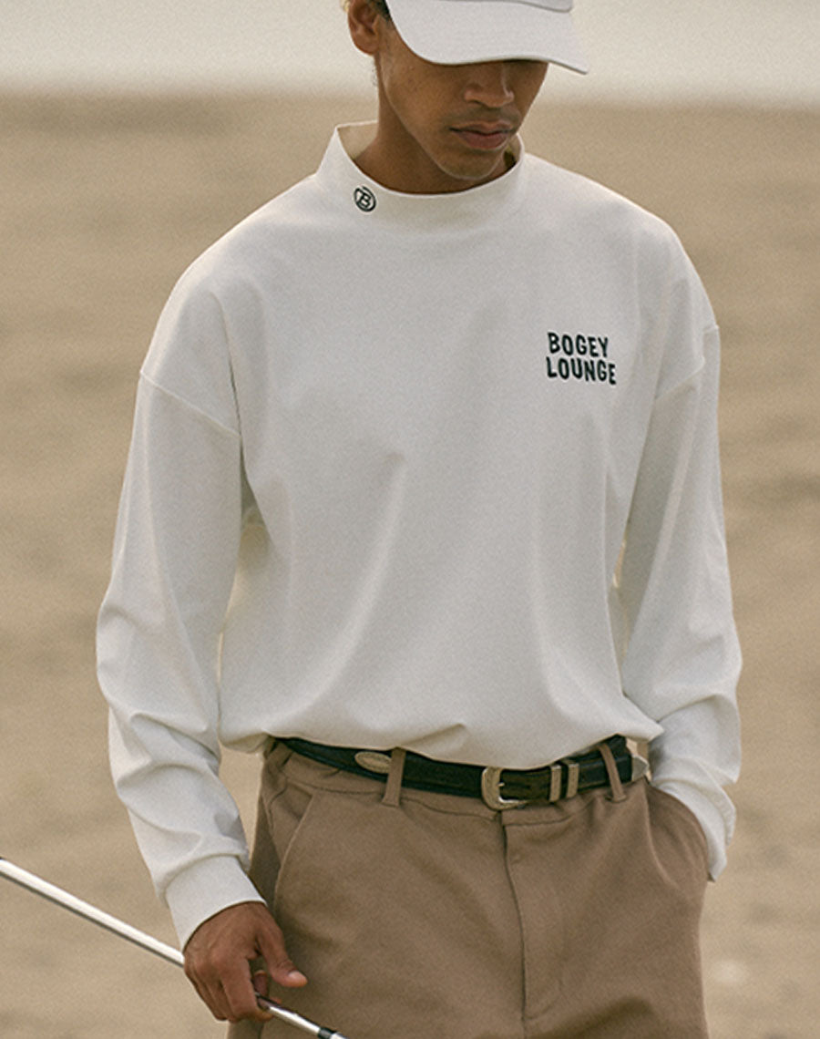 ［BOGEY LOUNGE］ モックネック長袖トップス（ペリカン）