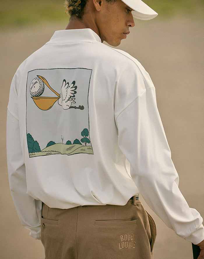 ［BOGEY LOUNGE］ モックネック長袖トップス（ペリカン）