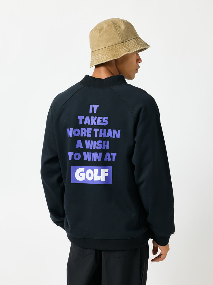 ［BOGEY LOUNGE］ モックネック長袖トップス（文字プリント）