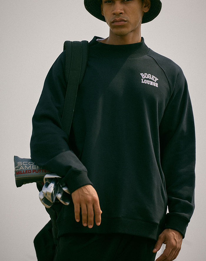 ［BOGEY LOUNGE］ モックネック長袖トップス（文字プリント）