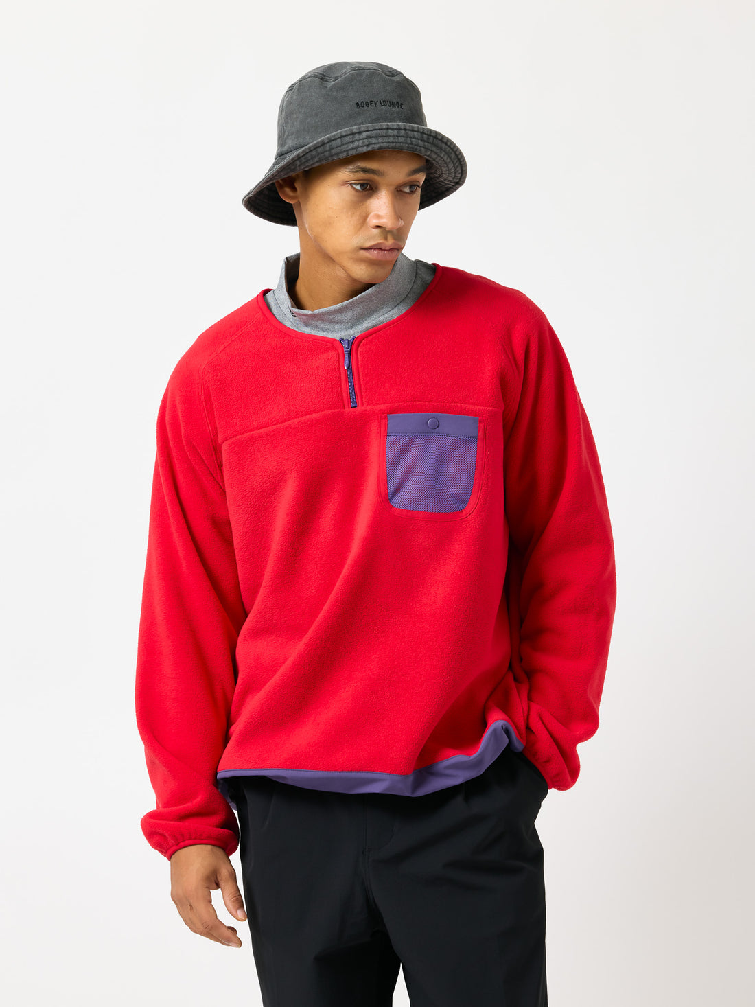 ［BOGEY LOUNGE］ マイクロフリースハーフZIP