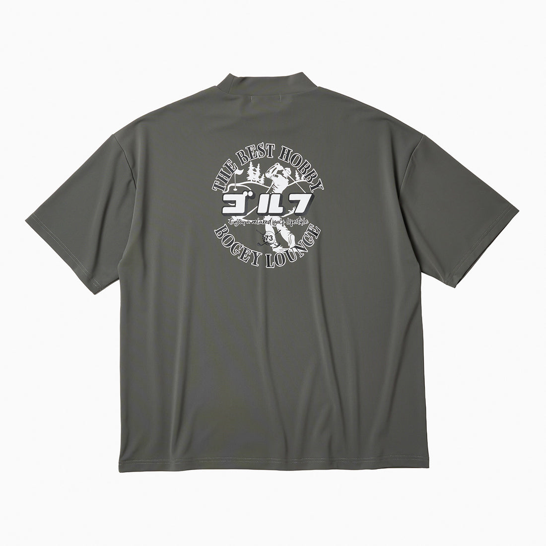 ［BOGEY LOUNGE］ナイロン鹿の子モックネック半袖Tシャツ
