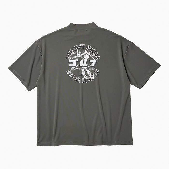 ［BOGEY LOUNGE］ナイロン鹿の子モックネック半袖Tシャツ
