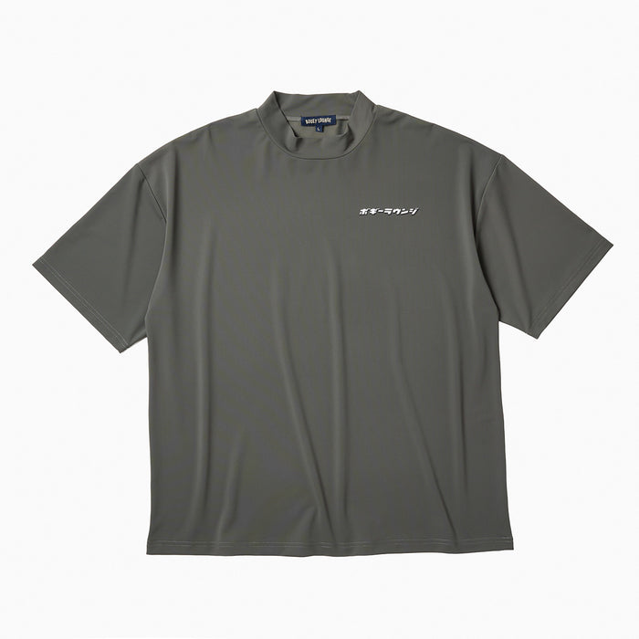 ［BOGEY LOUNGE］ナイロン鹿の子モックネック半袖Tシャツ