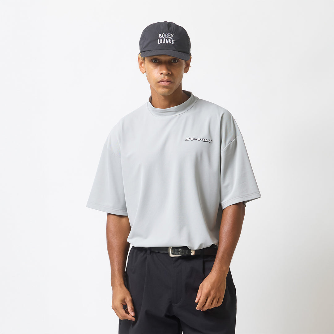 NYLON PIQUE MOCK NECK S/S T-SHIRT