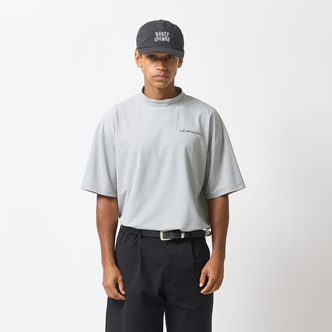 NYLON PIQUE MOCK NECK S/S T-SHIRT