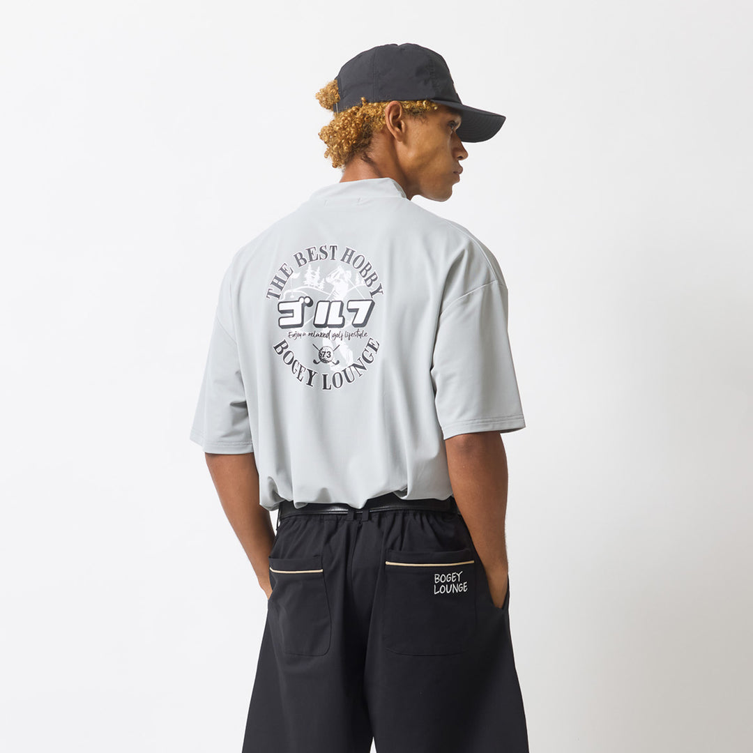 NYLON PIQUE MOCK NECK S/S T-SHIRT