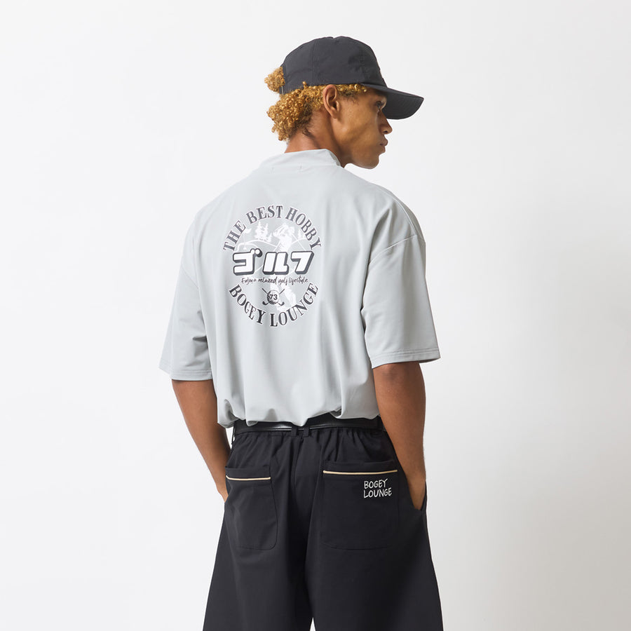 ナイロン鹿の子モックネック半袖Tシャツ