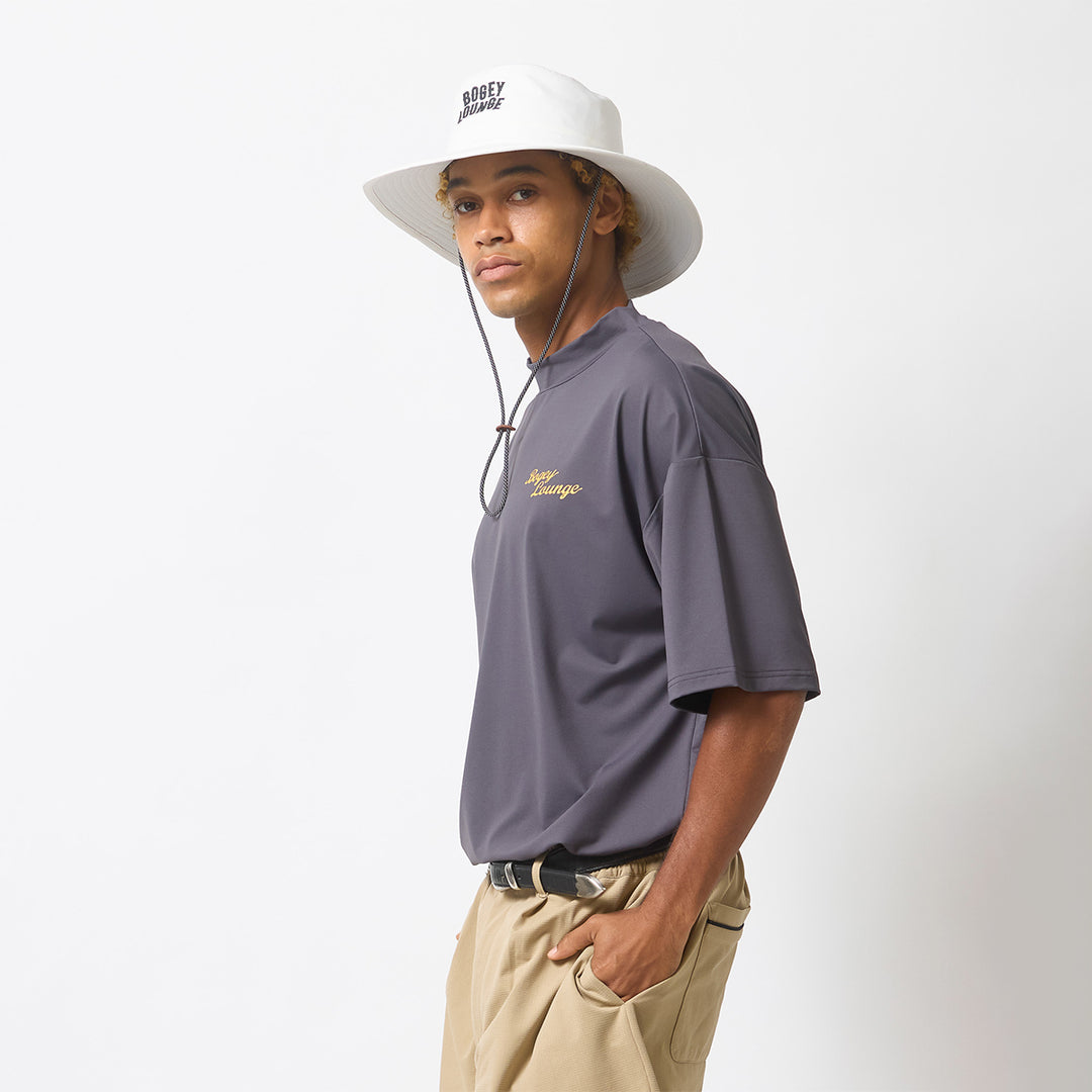 NYLON MESH MOCK NECK S/S T-SHIRT