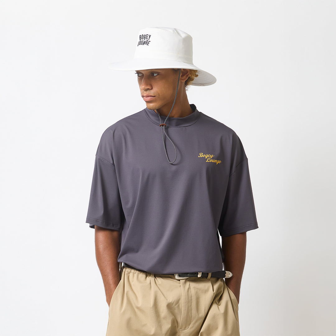 NYLON MESH MOCK NECK S/S T-SHIRT