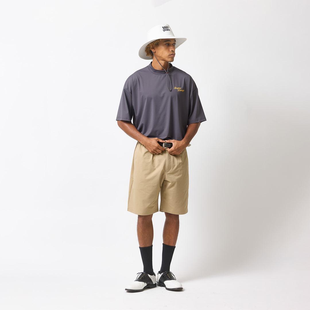 NYLON MESH MOCK NECK S/S T-SHIRT