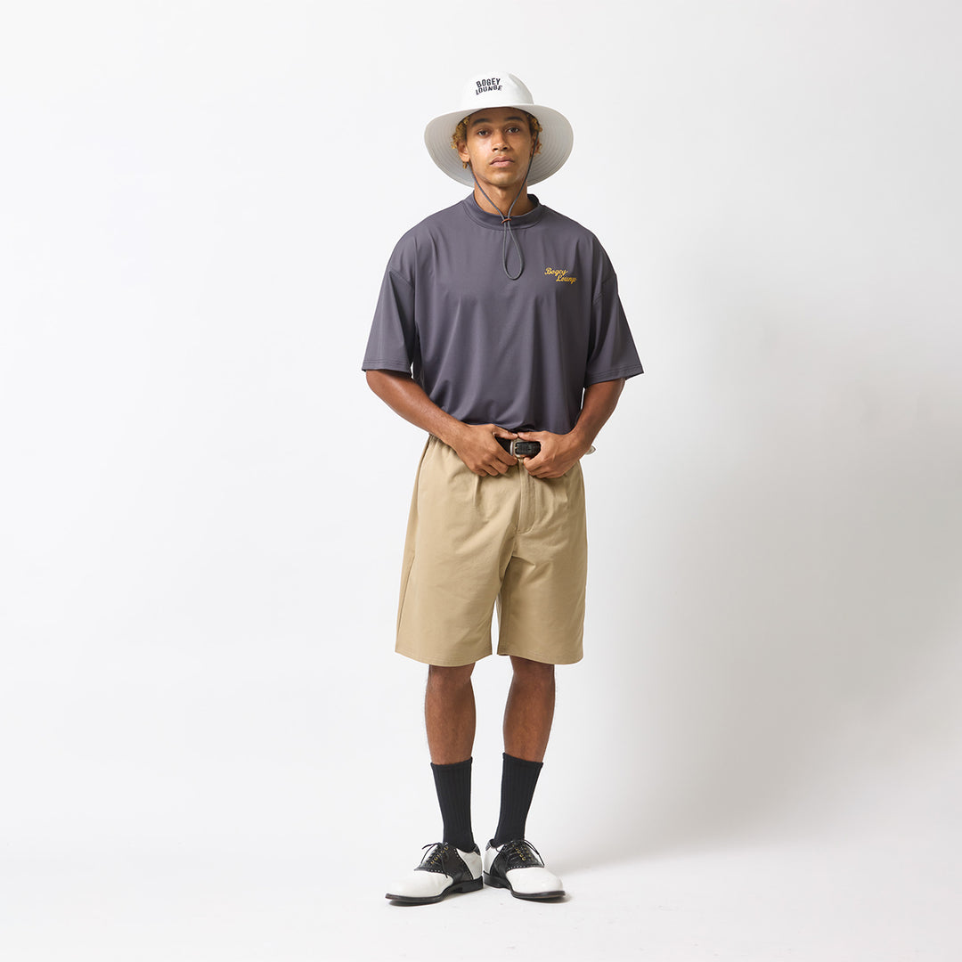 NYLON MESH MOCK NECK S/S T-SHIRT