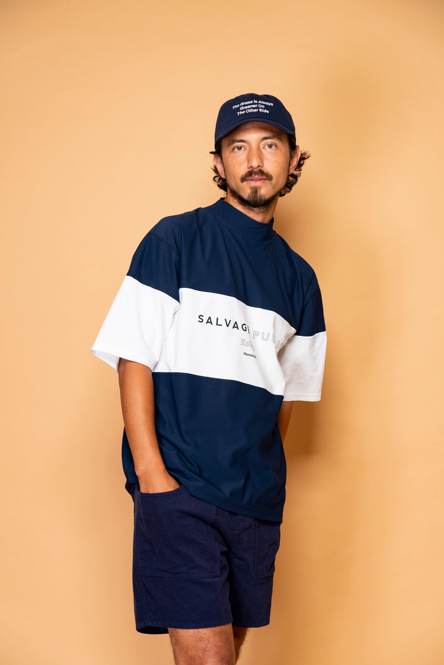 SVKS5027［サルベージパブリックコレパ］SURF ボーダーモックネック S/S