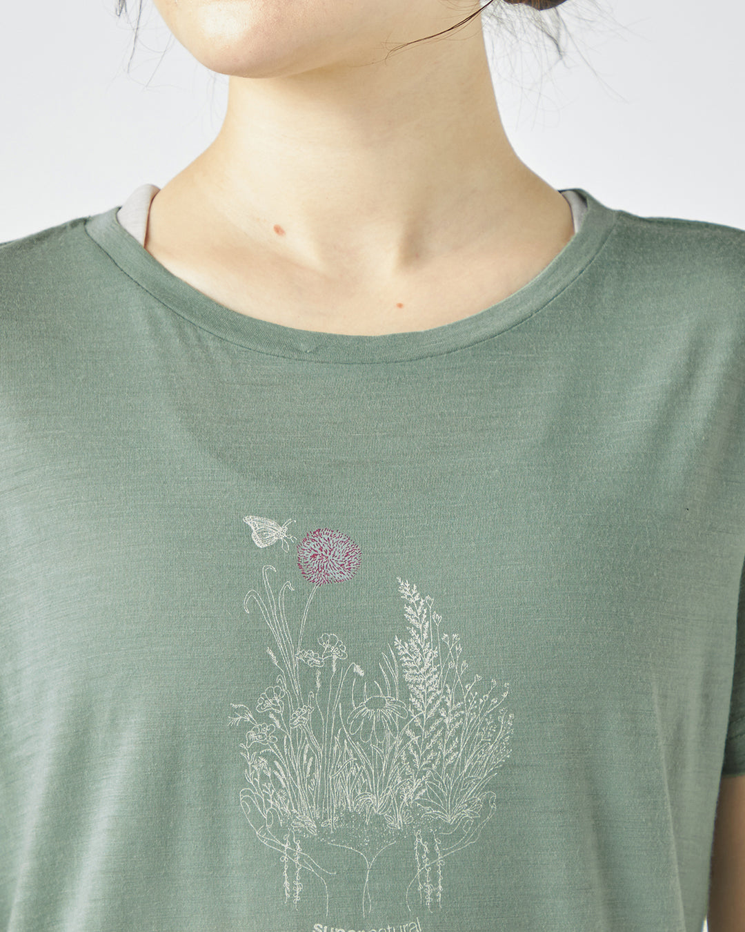 ［sn.super natural］W フラワーハンドTシャツ