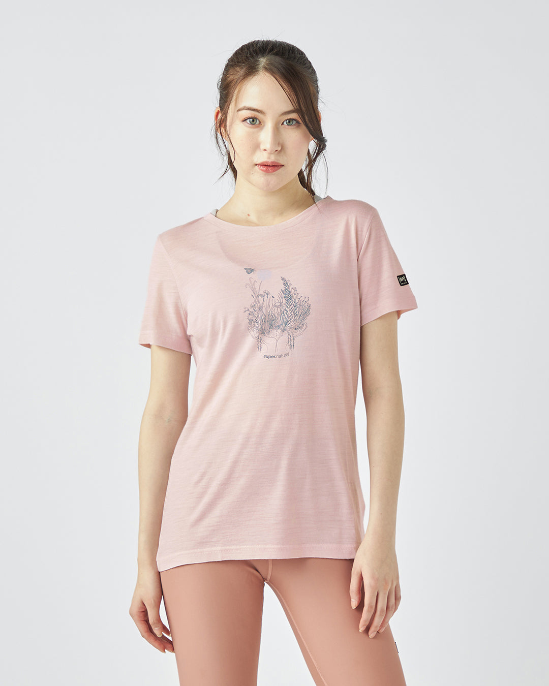 ［sn.super natural］W フラワーハンドTシャツ