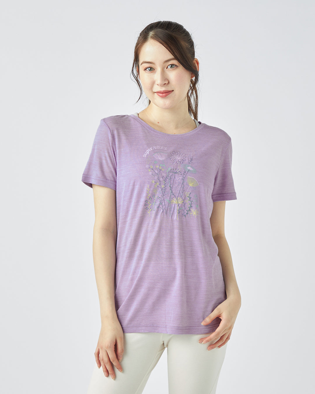 ［sn.super natural］W ロックフラワーTシャツ