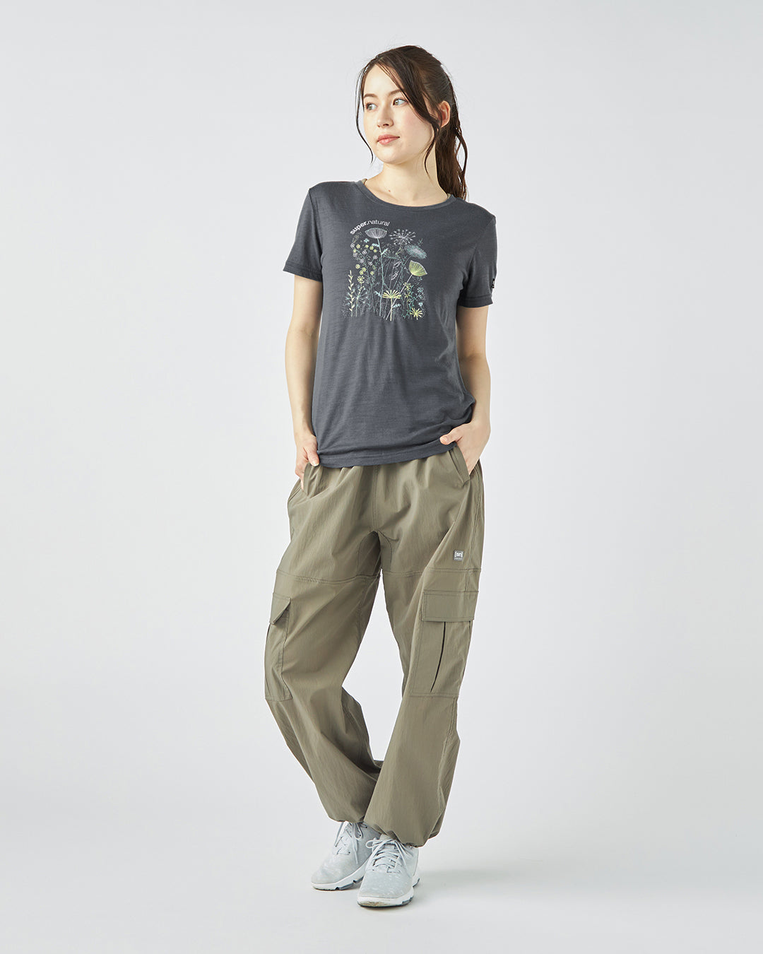 ［sn.super natural］W ロックフラワーTシャツ