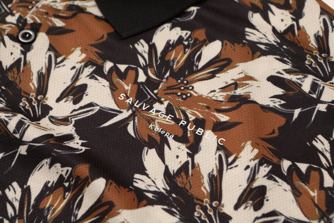 ［サルベージパブリックコレパ］メッシュポロ半袖(HIBISCUS CAMO)