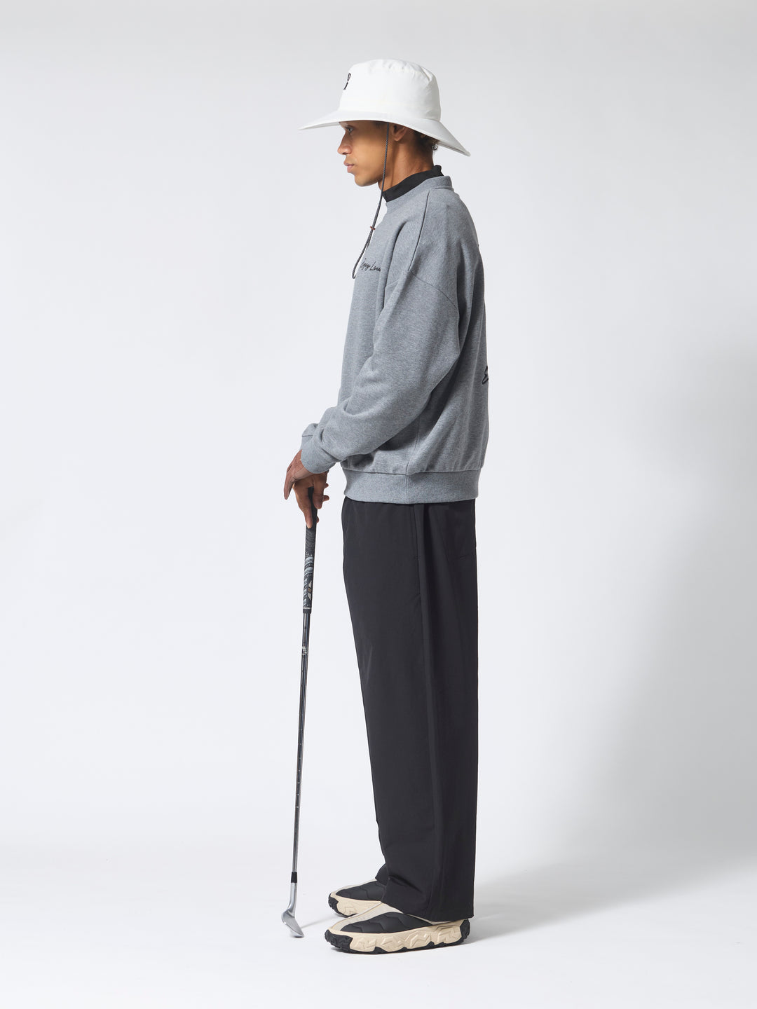 ［BOGEY LOUNGE］裏付きタックパンツ