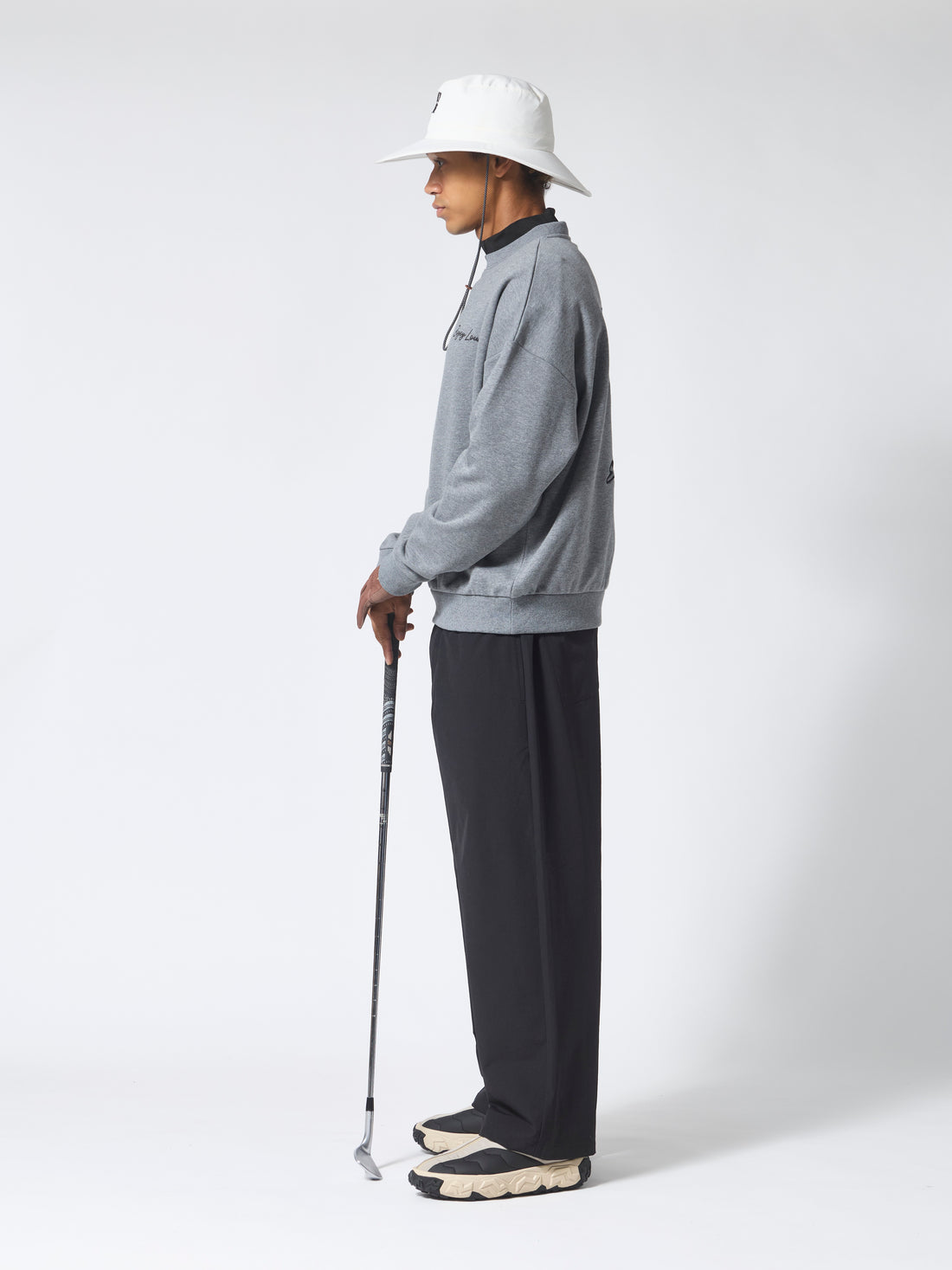 ［BOGEY LOUNGE］裏付きタックパンツ