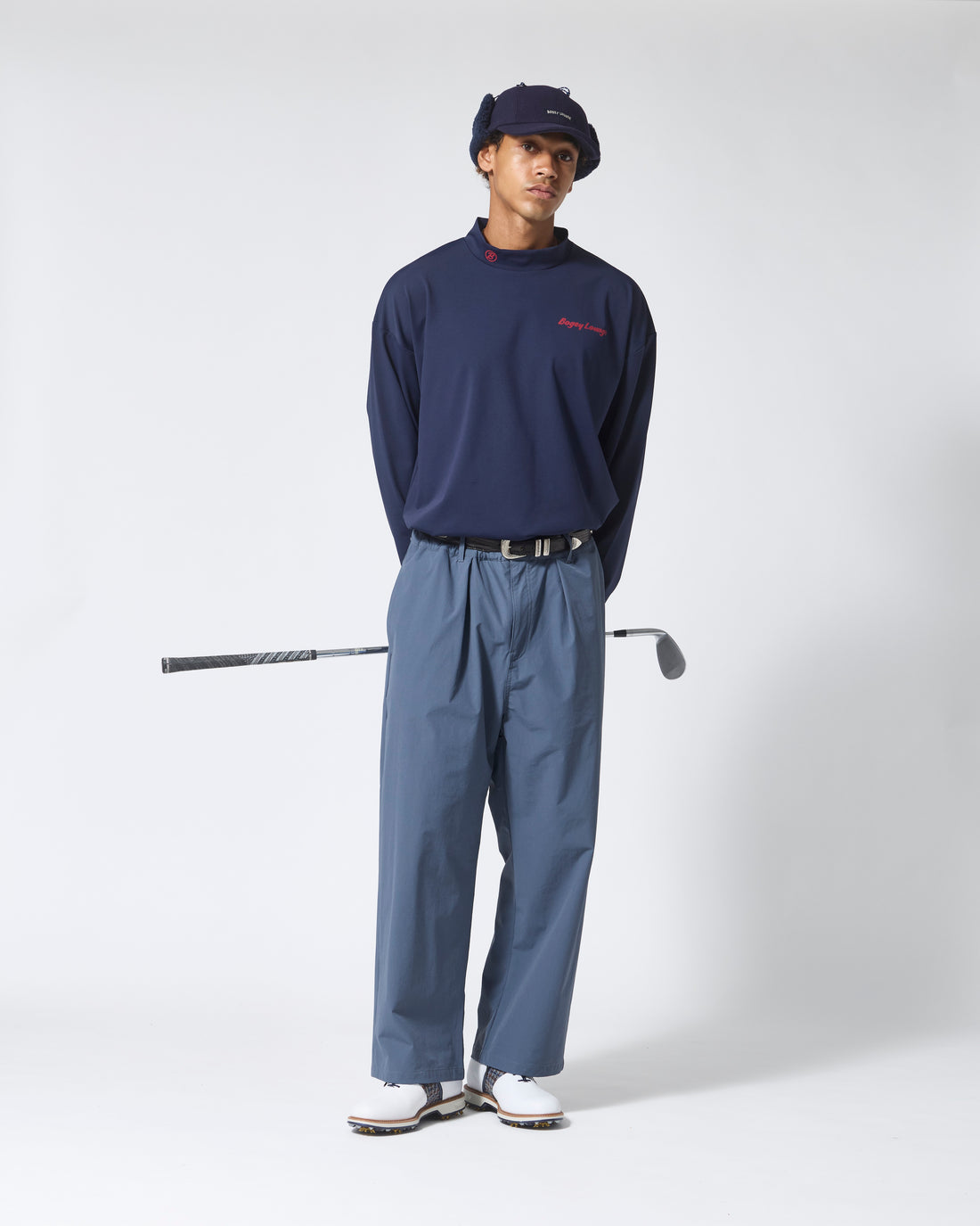 ［BOGEY LOUNGE］裏付きタックパンツ