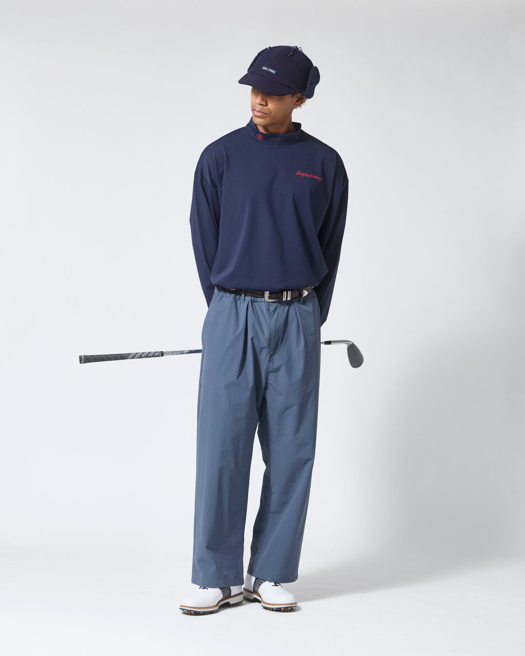 ［BOGEY LOUNGE］裏付きタックパンツ
