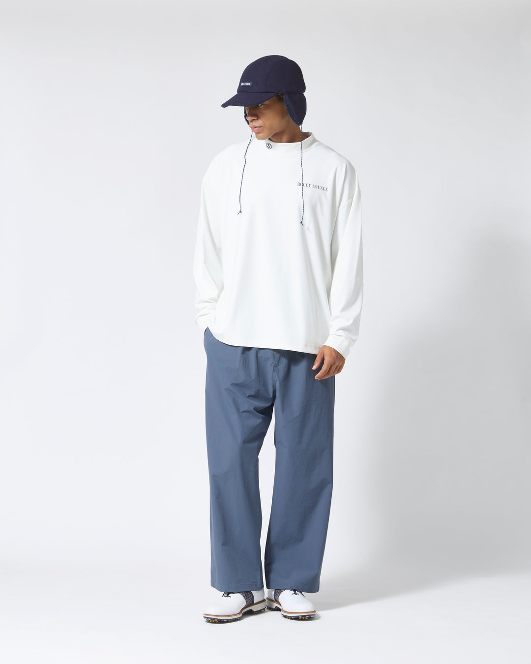 ［BOGEY LOUNGE］裏付きタックパンツ