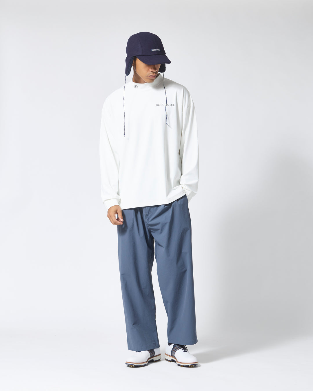 ［BOGEY LOUNGE］裏付きタックパンツ