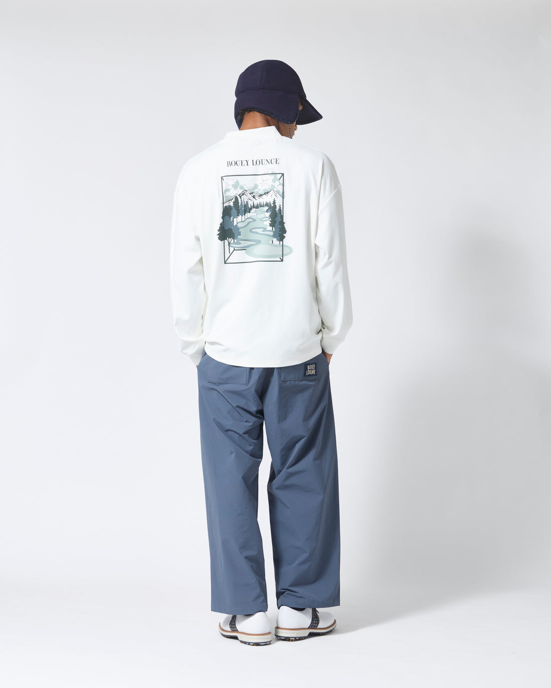 ［BOGEY LOUNGE］裏付きタックパンツ