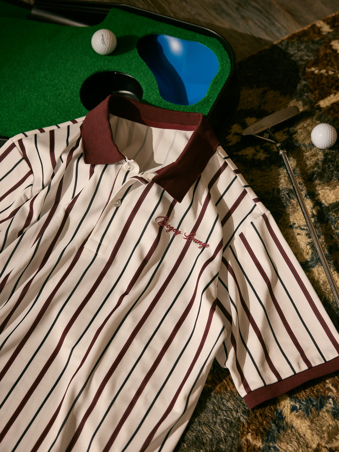 ［BOGEY LOUNGE］マルチストライプポロシャツ